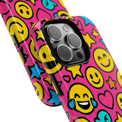 Vibrant Pink Emoji Phone Case with 3D Wrap Design for Stylish Protection Compatible with iPhone 13, 14, 15 & 16 – All Models Including Pro, Pro Max & Plus