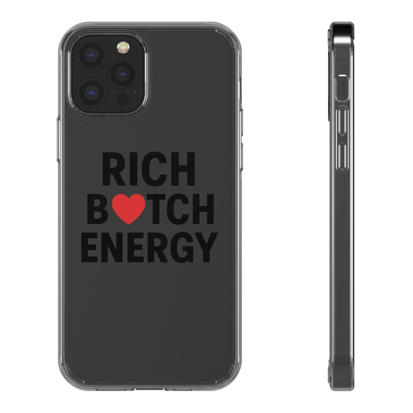 rich bitch energy clear phone case for confident individuals - stylish protection with shock-absorbing materials and scratch-resistant design for everyday use