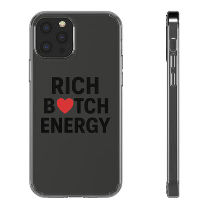Rich Bitch Energy Clear Phone Case for Confident Individuals - Stylish Protection with Shock-Absorbing Materials and Scratch-Resistant Design for Everyday Use
