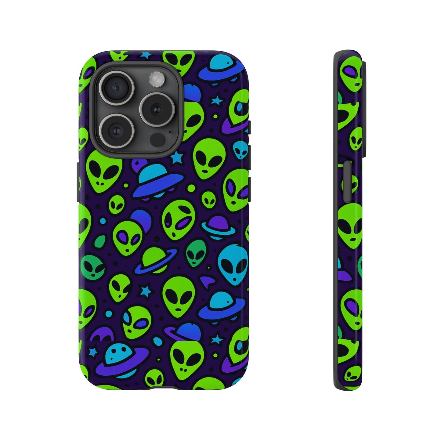 vibrant alien 3d wrap protective phone case in multicolour design for fun smartphone accessories compatible with iphone 13, 14, 15 & 16 – all models including pro, pro max & plus