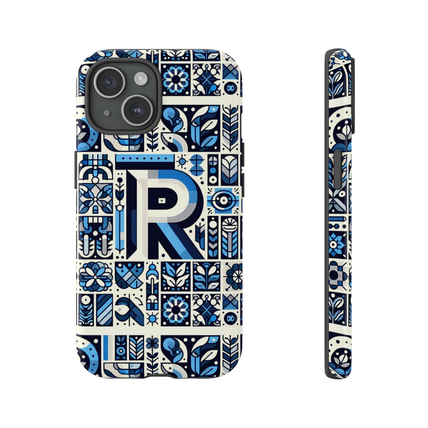 blue alphabet r phone case with 3d wrap and shock absorption for kids and teenagers