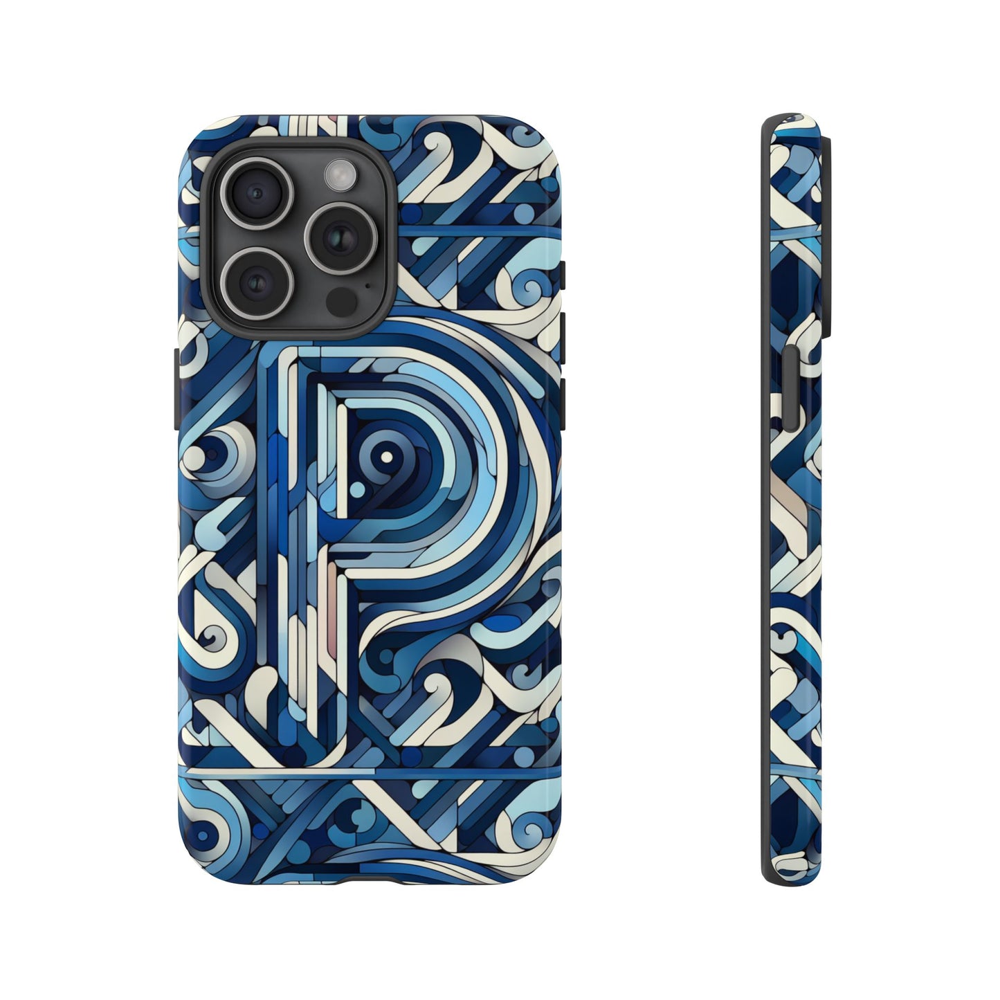 blue alphabet p phone case with 3d wrap design for kids and teens durable shockproof protective cover for smartphones