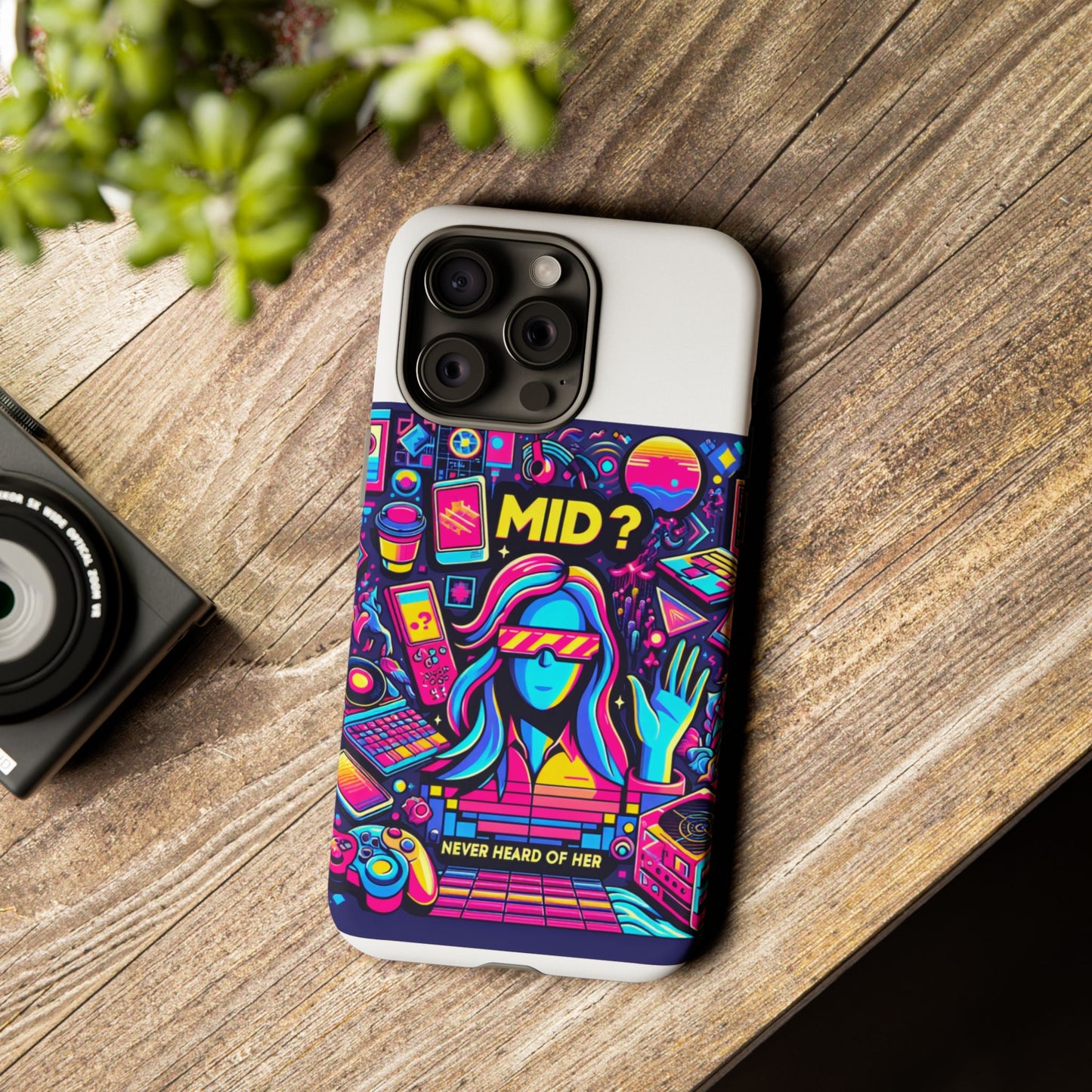 mid never heard of her 3d wrap protective phone case for fun retro style and shock absorption, ideal gift for tech enthusiasts and anime lovers