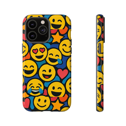 Multicolour Emoji Protective Phone Case with 3D Wrap Design Fun Accessory for Unisex Compatible with iPhone 13, 14, 15 & 16 – all models including Pro, Pro Max & Plus