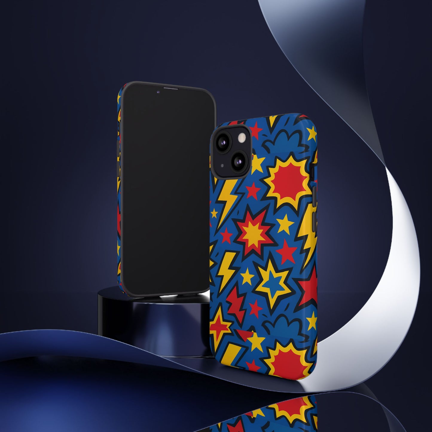 vibrant 3d superhero design protective phone case for fun retro style and unique expression compatible with iphone 13, 14, 15 & 16 – all models including pro, pro max & plus