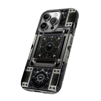 Pattern Image 4 Vibrant Shockproof Phone Case for Anime and Comic Fans, Geometric Black and Silver Design, Durable Protective Cover Compatible with iPhone 13, 14, 15 & 16 – all models including Pro, Pro Max & Plus