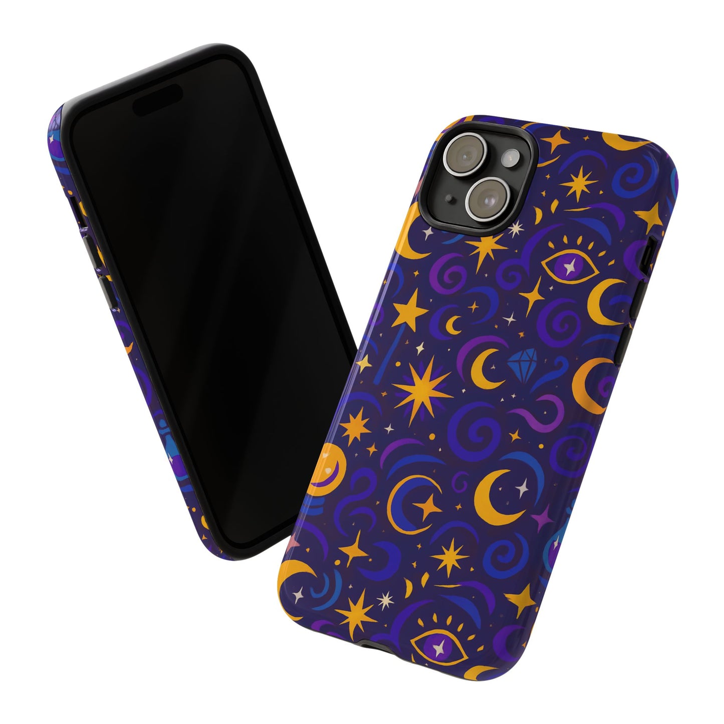 vibrant 3d cosmic design phone case for stylish protection with multicolour stars and swirls compatible with iphone 13, 14, 15 & 16 – all models including pro, pro max & plus