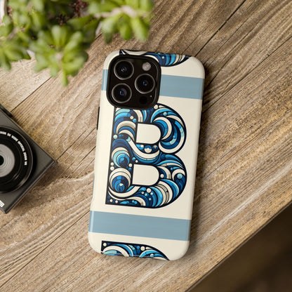Blue Alphabet Letter B Phone Case with 3D Wrap and Shock Protection for Kids and Teens Durable TPU Cover with Vibrant Design
