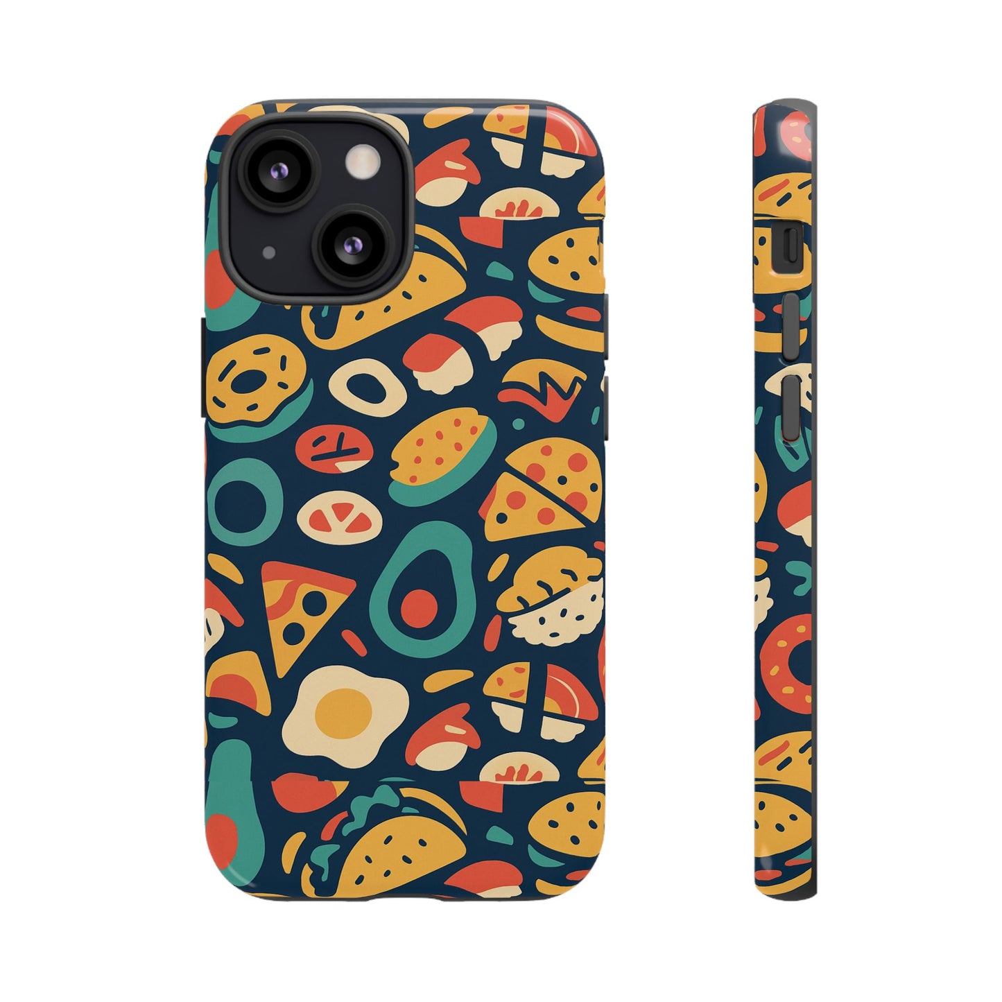 vibrant food-themed protective phone case with 3d design for stylish protection compatible with iphone 13, 14, 15 & 16 – all models including pro, pro max & plus