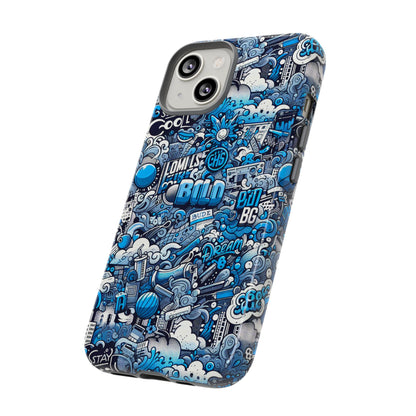 Blue Pattern Image 5 Phone Case for Smartphones Retro Anime Comic Style Shock Absorption Durable TPU Protective Cover