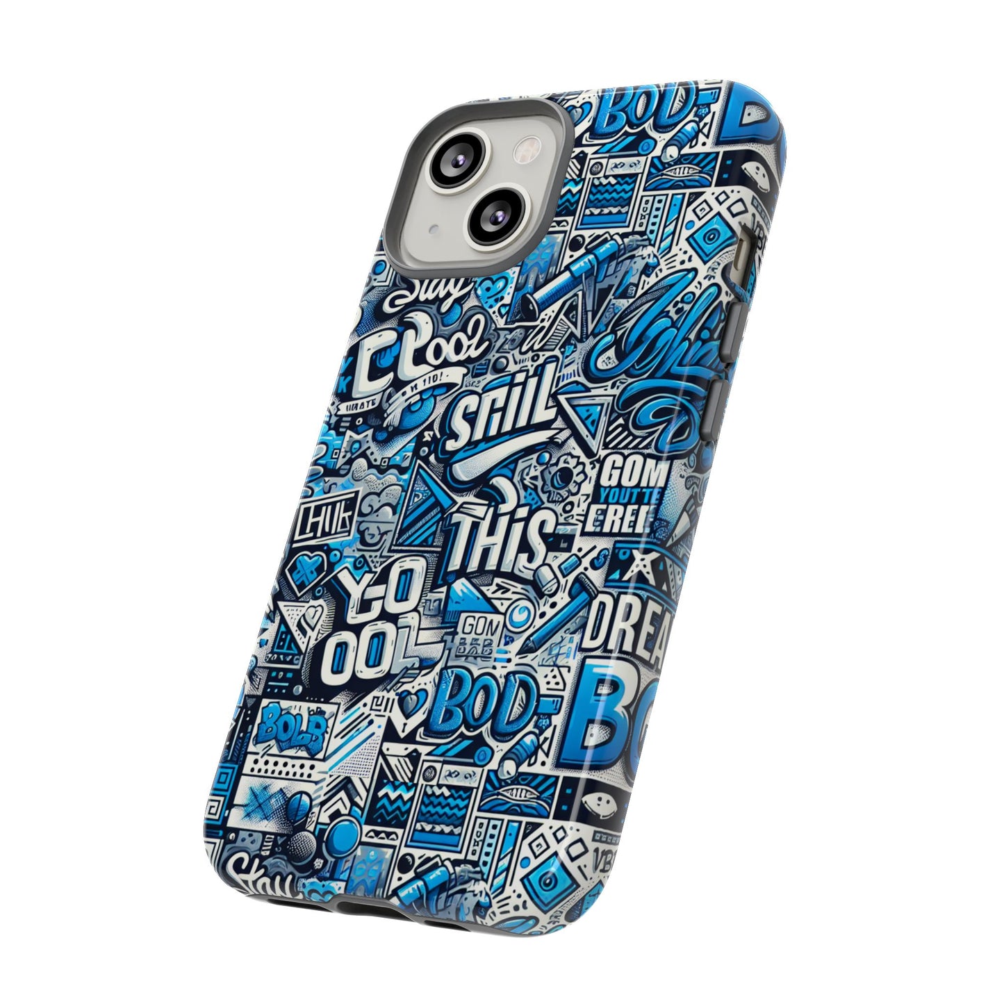 blue pattern image 14 phone case with 3d wrap design for men and women compatible with smartphones shockproof and uv protective printed cover