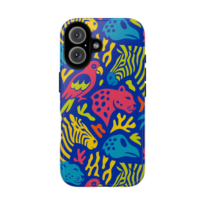 Vibrant Animal Print Protective Phone Case for Stylish Protection with Multicolour Design – Compatible with iPhone 13, 14, 15 & 16 – All Models Including Pro, Pro Max & Plus