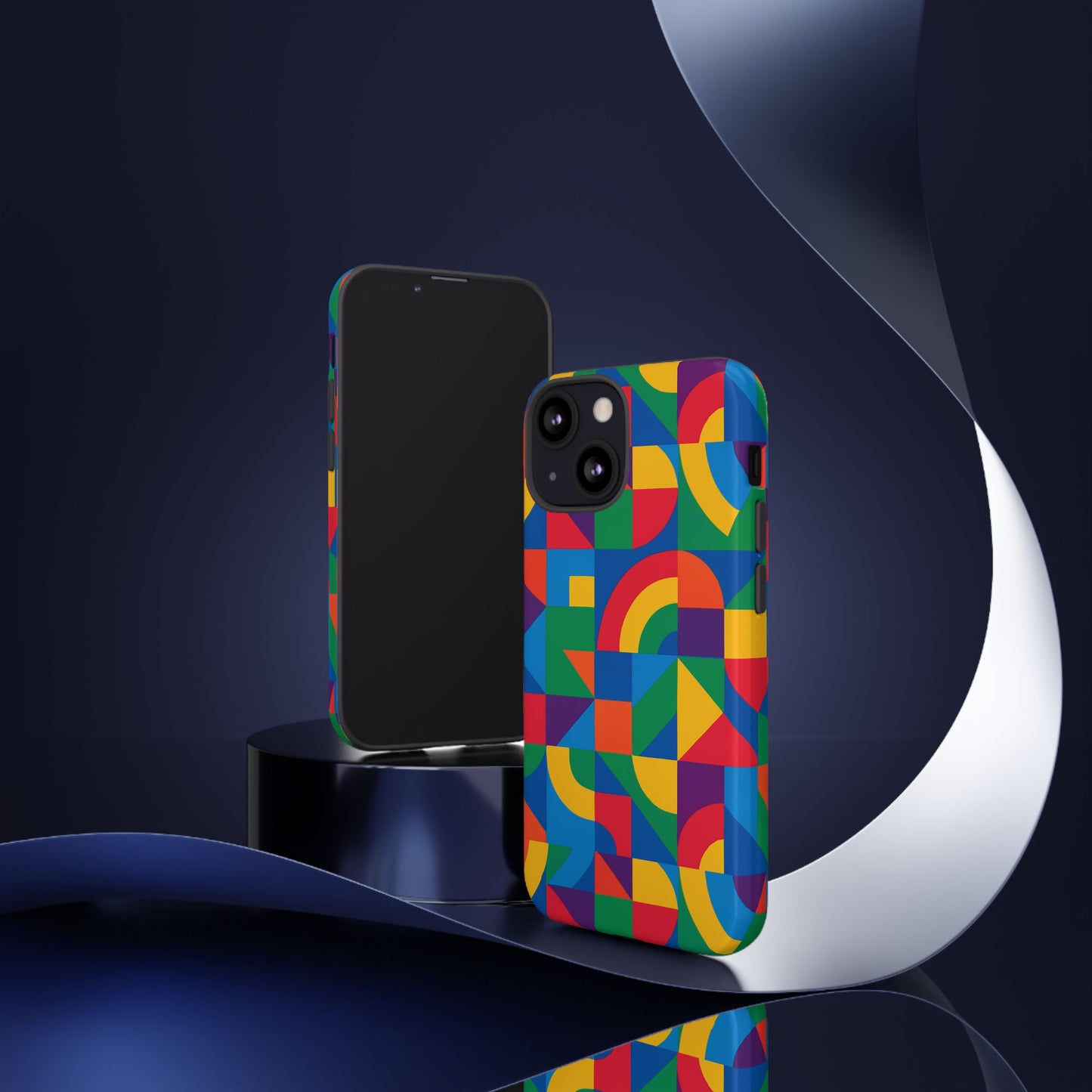 vibrant 3d geometric phone case with bold design stylish protection accessory compatible with iphone 13, 14, 15 & 16 – all models including pro, pro max & plus