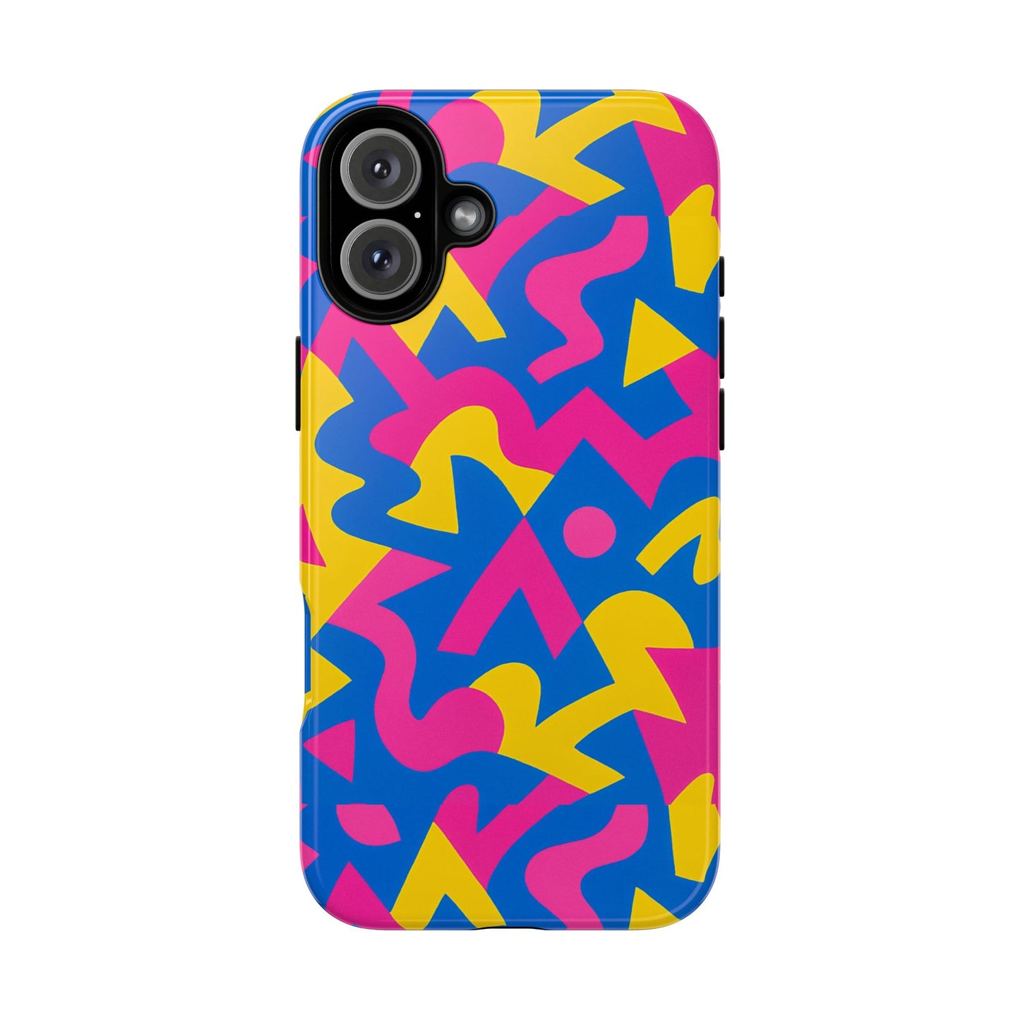 vibrant y2k geometric protective phone case with 3d wrap design for unique style compatible with iphone 13, 14, 15 & 16 – all models including pro, pro max & plus