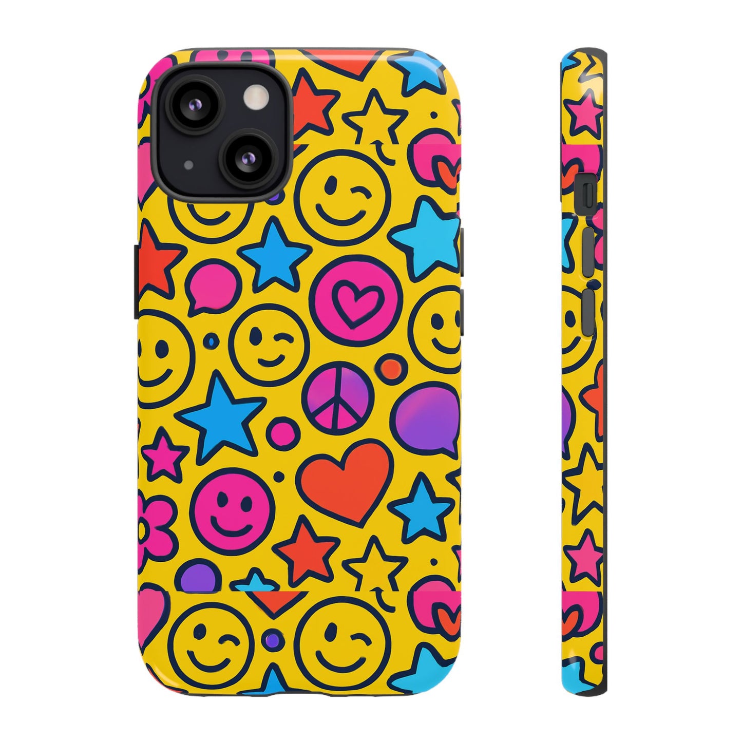 multicolour emoji protective phone case with 3d wrap design for stylish protection and individual expression compatible with iphone 13, 14, 15 & 16 – all models including pro, pro max & plus