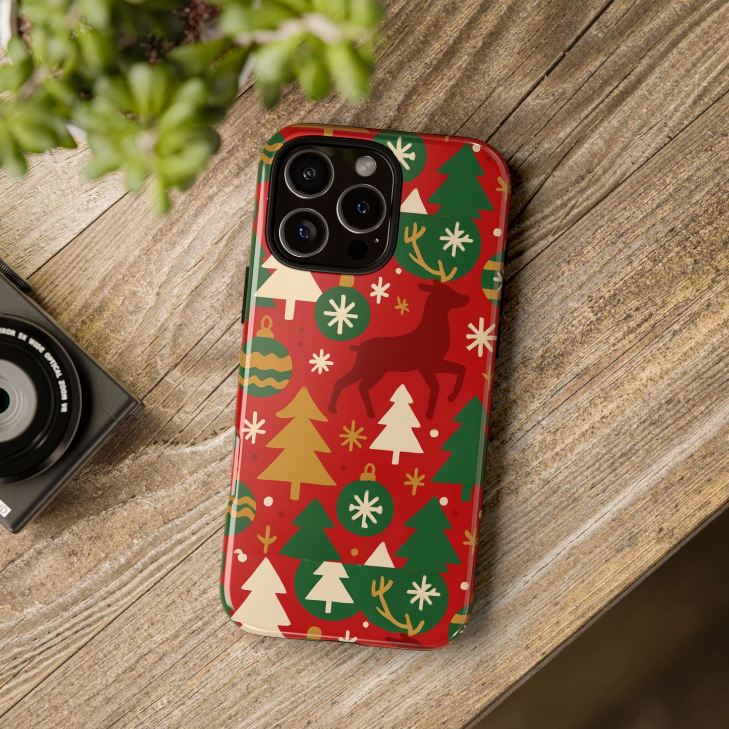 vibrant red christmas phone case with festive 3d design for stylish protection compatible with iphone 13, 14, 15 & 16 – all models including pro, pro max & plus