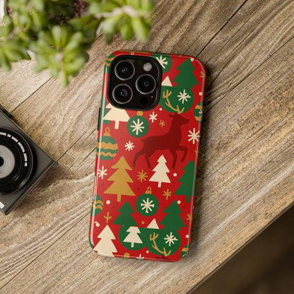 Vibrant Red Christmas Phone Case with Festive 3D Design for Stylish Protection Compatible with iPhone 13, 14, 15 & 16 – all models including Pro, Pro Max & Plus