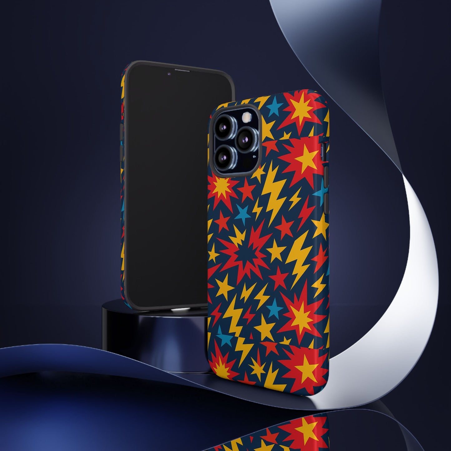 vibrant 3d superhero phone case with colourful lightning design for men and women, stylish protection compatible with iphone 13, 14, 15 & 16 – all models including pro, pro max & plus