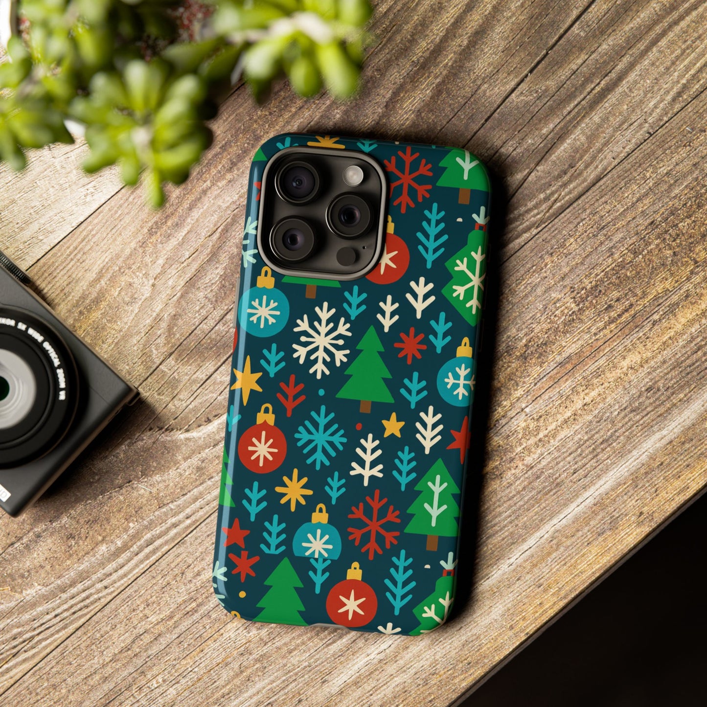 multicolour 3d wrap protective phone case with retro christmas design for stylish protection – compatible with iphone 13, 14, 15 & 16 – all models including pro, pro max & plus