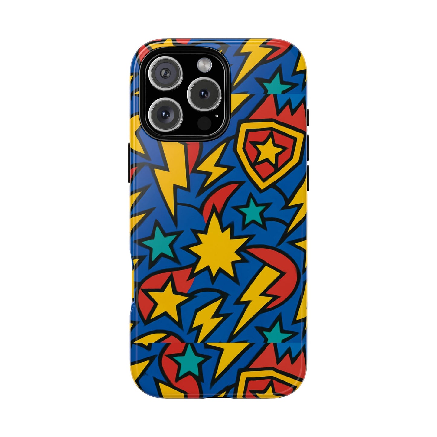 multicolour superhero phone case with 3d design for playful protection compatible with iphone 13, 14, 15 & 16 – all models including pro, pro max & plus