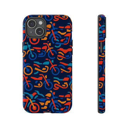 Vibrant 3D Multicolour Motorcycle Pattern Protective Phone Case for Creative Individuals – Stylish Protection Compatible with iPhone 13, 14, 15 & 16 – All Models Including Pro, Pro Max & Plus