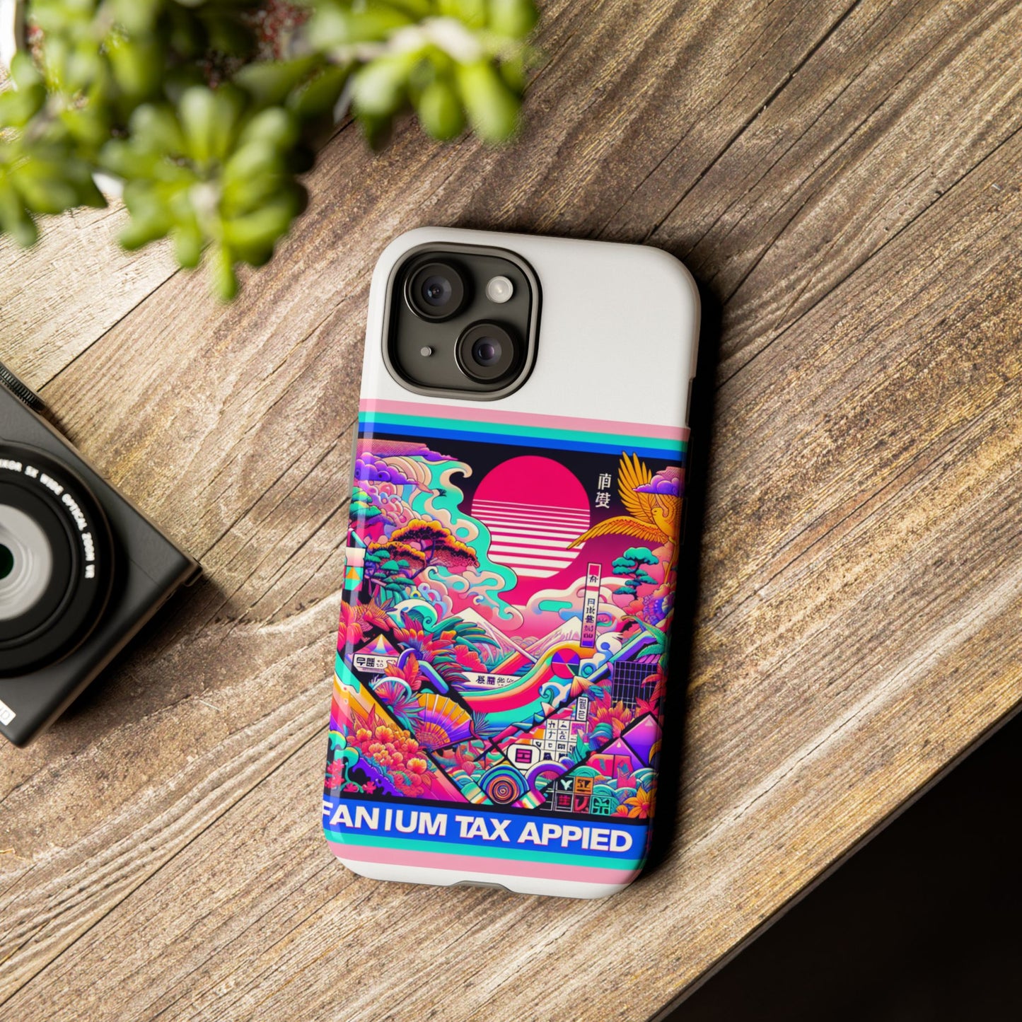 fanum tax applied protective phone case, 3d wrap design, durable silicone liner, uv protected, shock absorbing, fun anime and comic style, ideal gift for tech enthusiasts