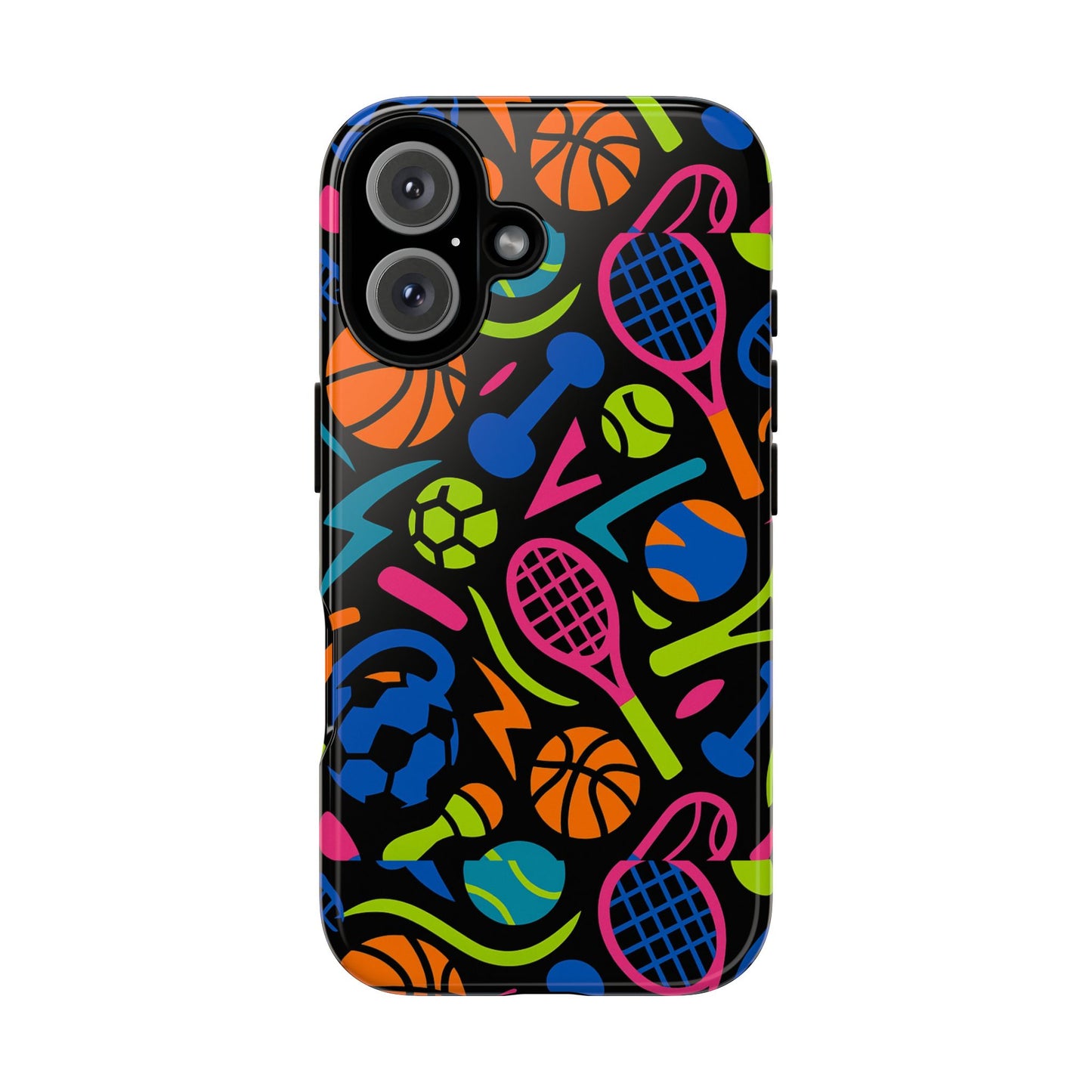 vibrant 3d sport-themed protective phone case in multicolour design for active lifestyle compatible with iphone 13, 14, 15 & 16 – all models including pro, pro max & plus