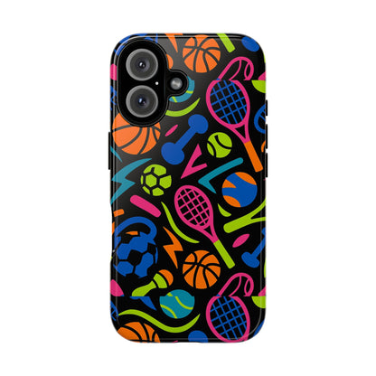 Vibrant 3D Sport-Themed Protective Phone Case in Multicolour Design for Active Lifestyle Compatible with iPhone 13, 14, 15 & 16 – All Models Including Pro, Pro Max & Plus