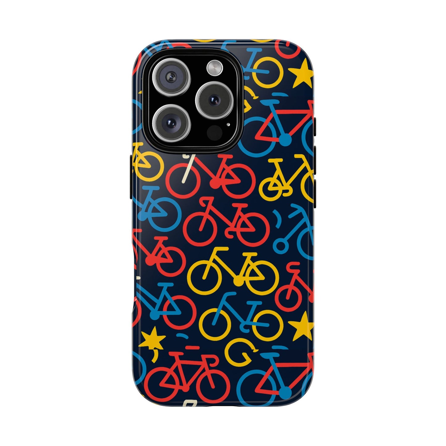 multicolor bicycle pattern protective phone case – vibrant 3d design for stylish protection – compatible with iphone 13, 14, 15 & 16 – all models including pro, pro max & plus