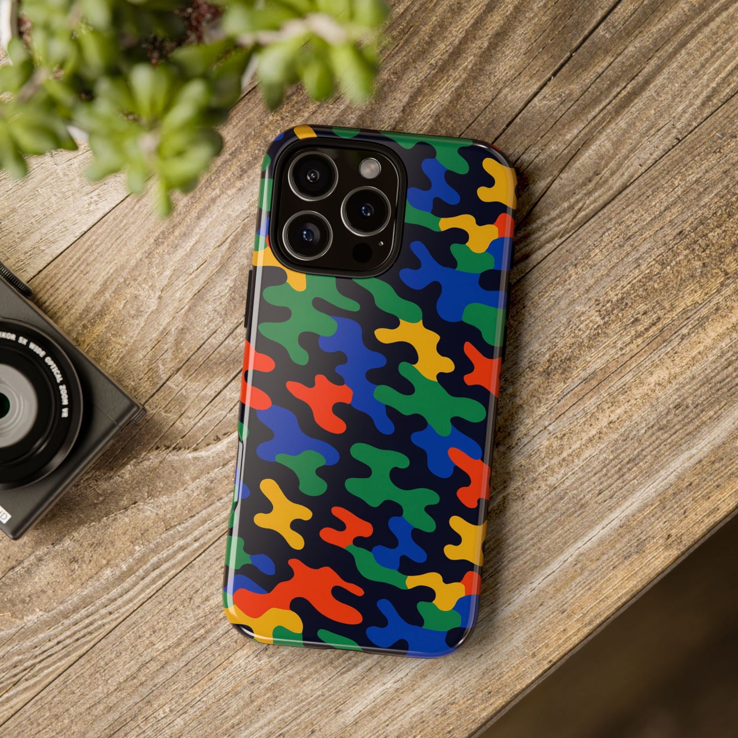 multicolour camouflage protective phone case with 3d wrap design for stylish smartphone protection compatible with iphone 13, 14, 15 & 16 – all models including pro, pro max & plus