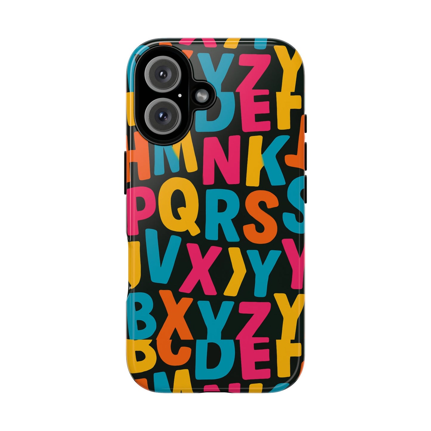 multicolour 3d alphabet wrap protective phone case for unique style and vibrant protection compatible with iphone 13, 14, 15 & 16 – all models including pro, pro max & plus