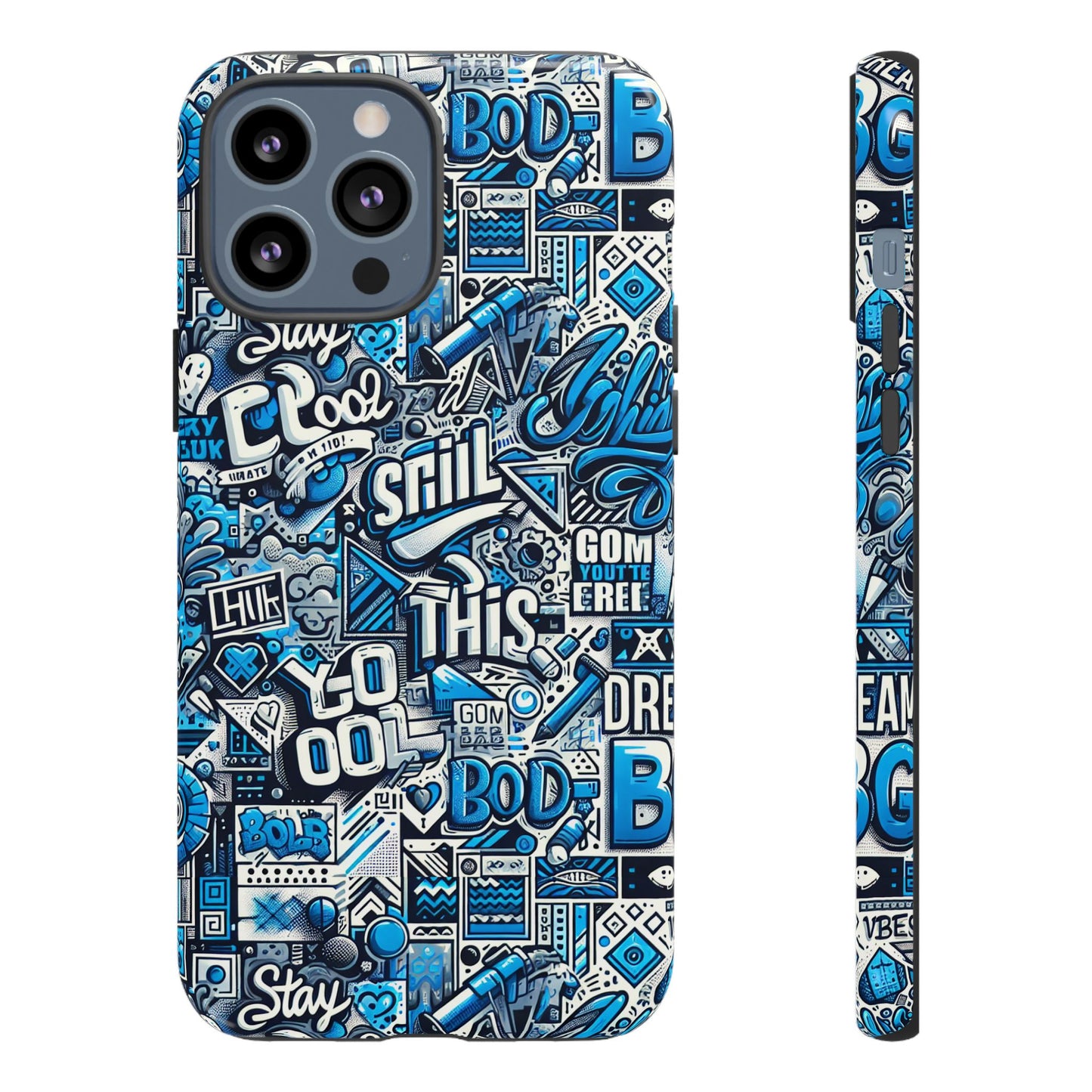 blue pattern image 14 phone case with 3d wrap design for men and women compatible with smartphones shockproof and uv protective printed cover