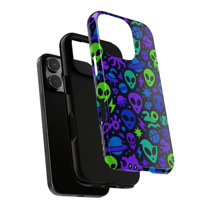 Vibrant 3D Alien and Space Design Protective Phone Case for Unisex Smartphone Accessories Compatible with iPhone 13, 14, 15 & 16 – All Models Including Pro, Pro Max & Plus