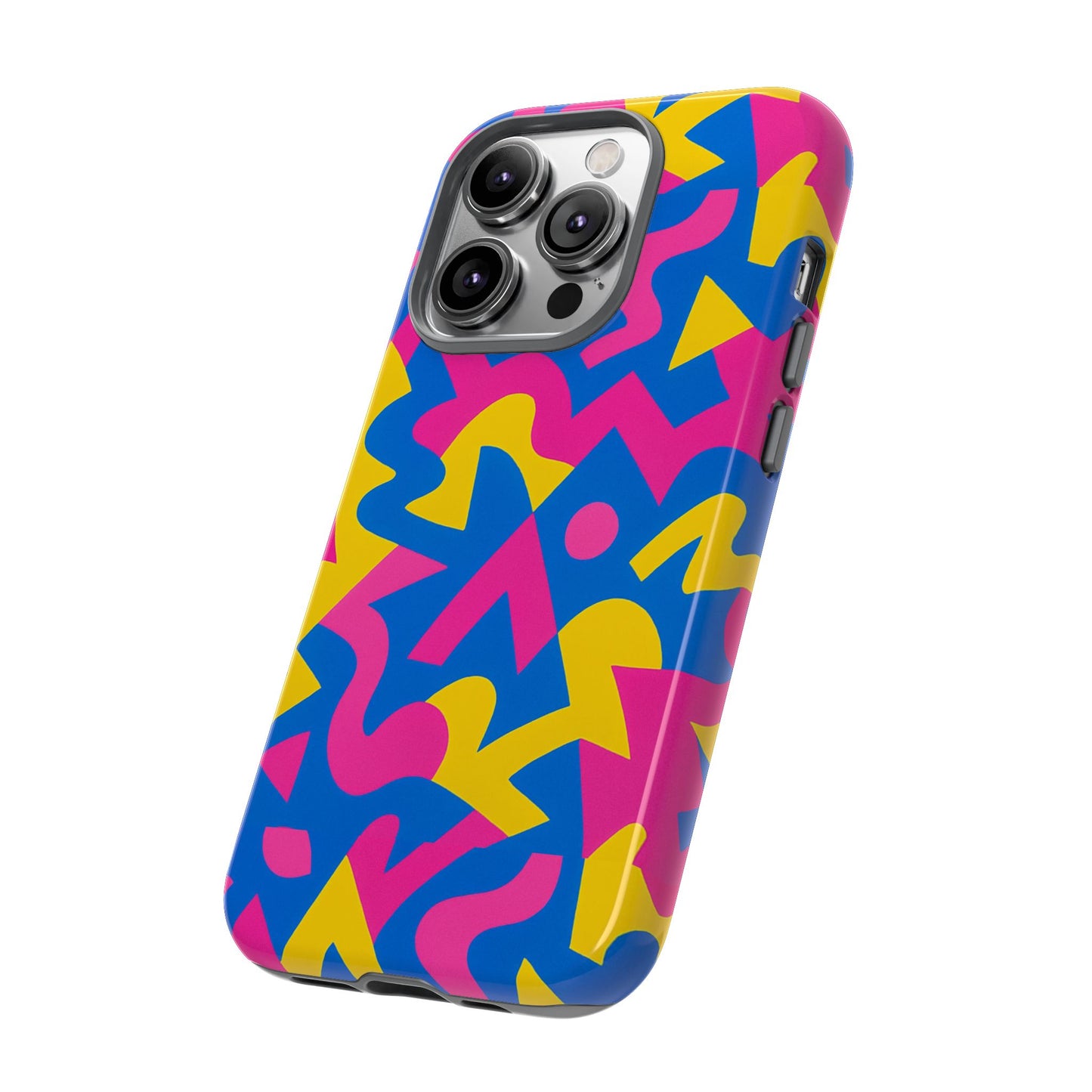 vibrant y2k geometric protective phone case with 3d wrap design for unique style compatible with iphone 13, 14, 15 & 16 – all models including pro, pro max & plus