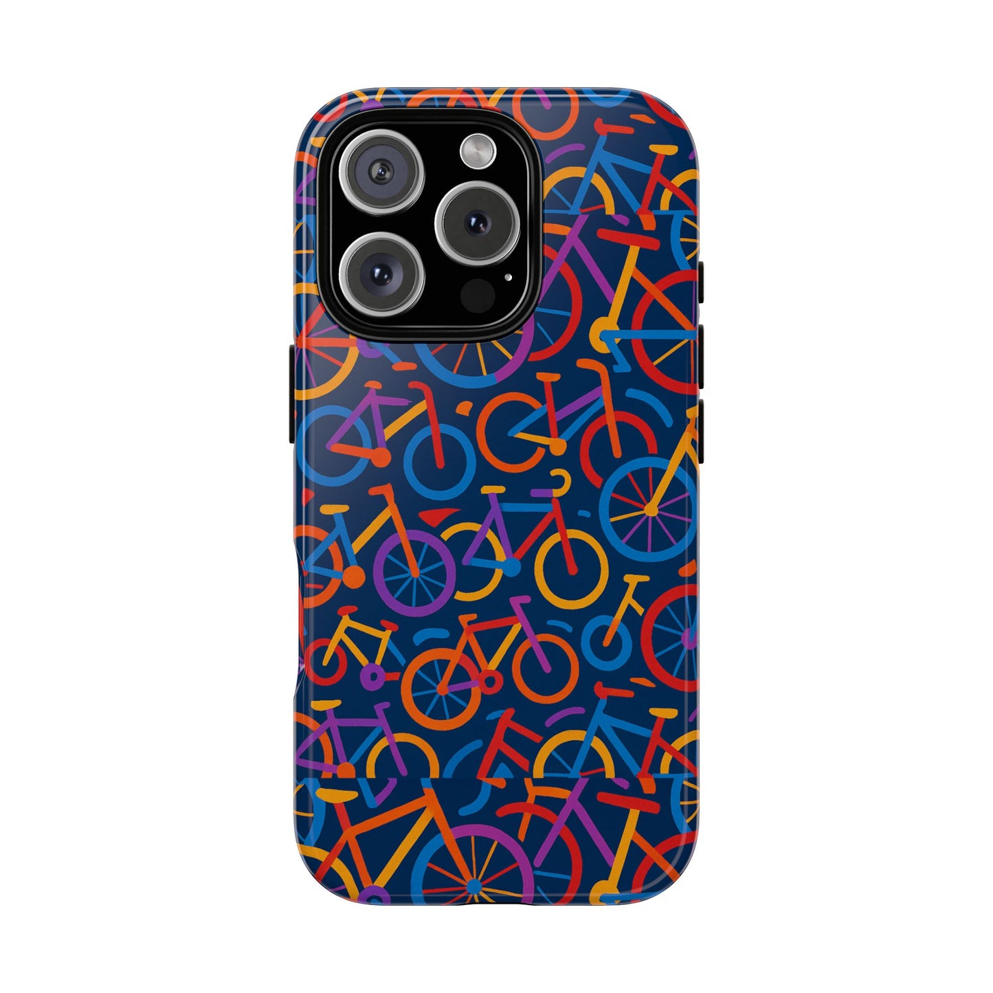 multicolour 3d bicycle pattern protective phone case stylish design for creative individuals compatible with iphone 13, 14, 15 & 16 – all models including pro, pro max & plus