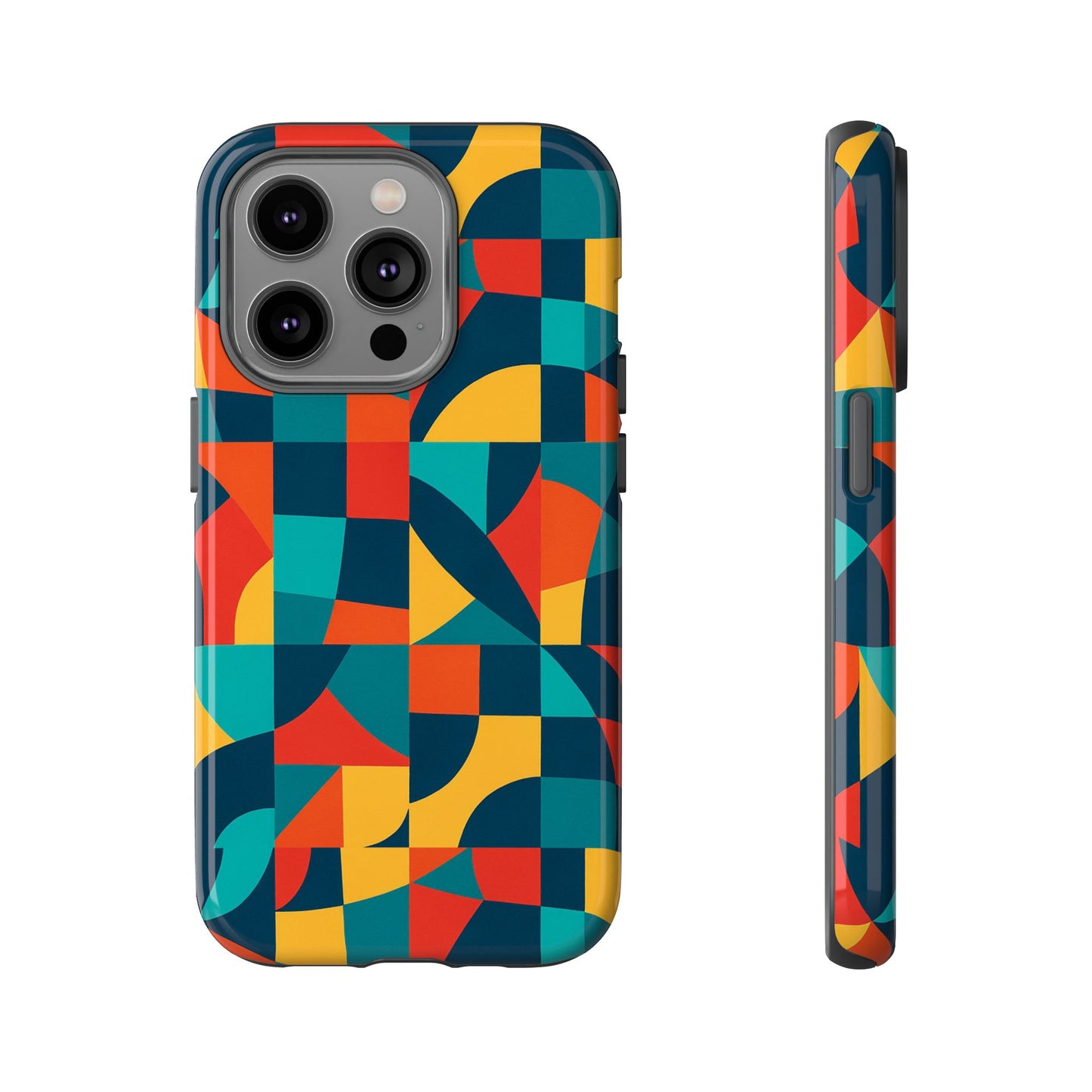 vibrant multicolour geometric 3d wrap phone case for stylish protection and unique expression compatible with iphone 13, 14, 15 & 16 – all models including pro, pro max & plus