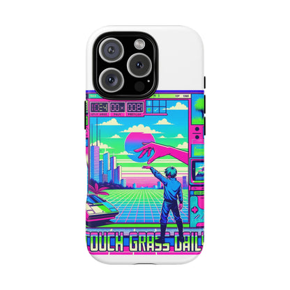 Touch Grass Daily 3D Wrap Protective Phone Case for Smartphones, Durable Shock Absorption, UV Protected, Unique Anime Design, Fun Gift for Tech Enthusiasts