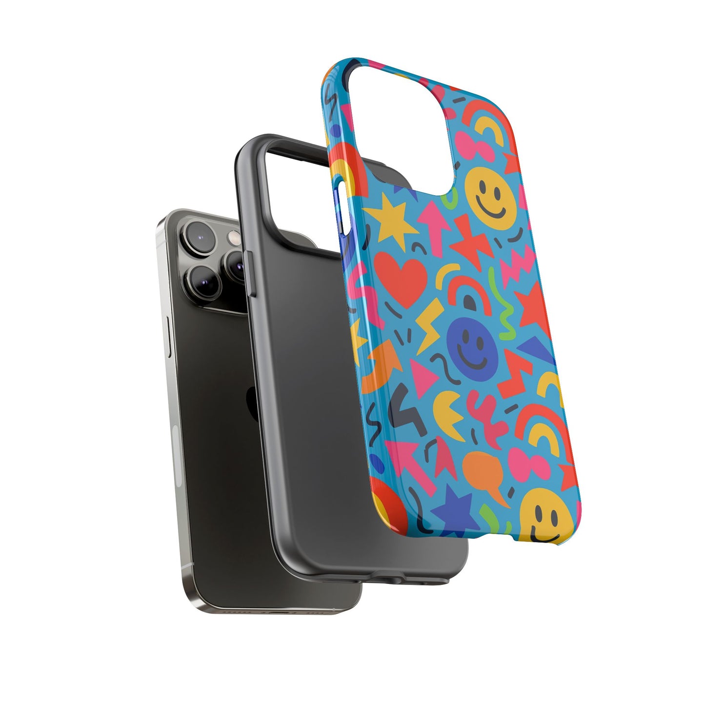 multicolour 3d wrap protective phone case for kids and teens with fun geometric design – stylish protection compatible with iphone 13, 14, 15 & 16 – all models including pro, pro max & plus