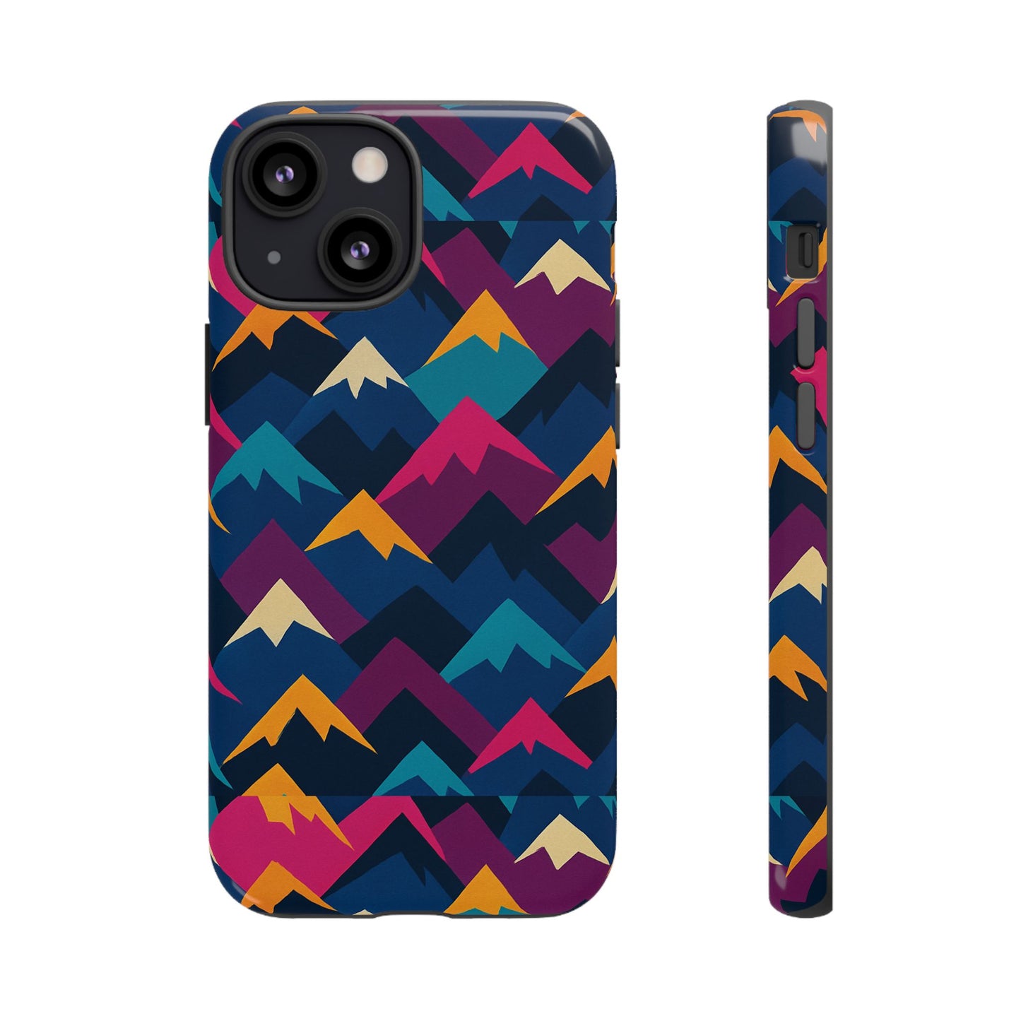 multicolour mountain geometric protective phone case – stylish accessory for unique self-expression compatible with iphone 13, 14, 15 & 16 – all models including pro, pro max & plus