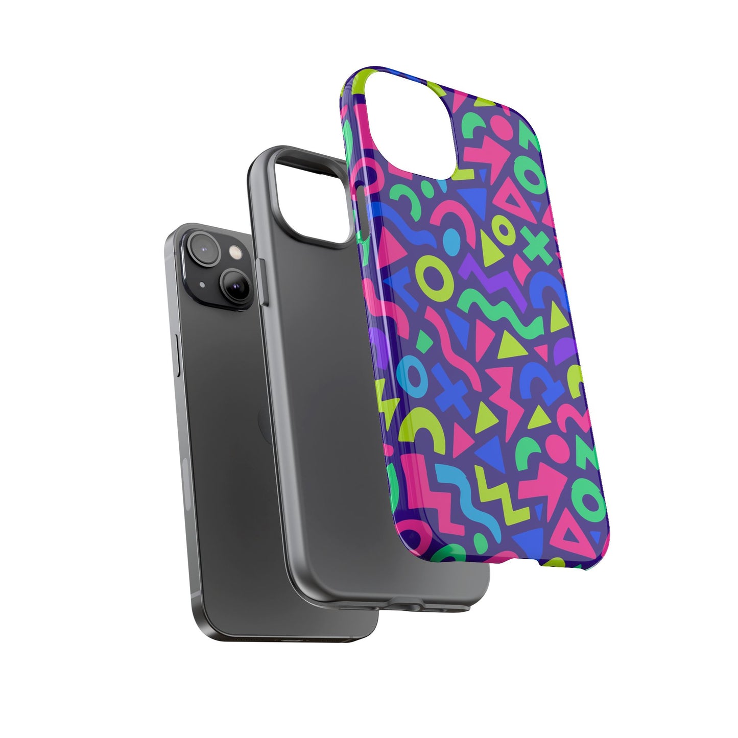 vibrant geometric 3d wrap protective phone case for men and women stylish accessory compatible with iphone 13, 14, 15 & 16 – all models including pro, pro max & plus
