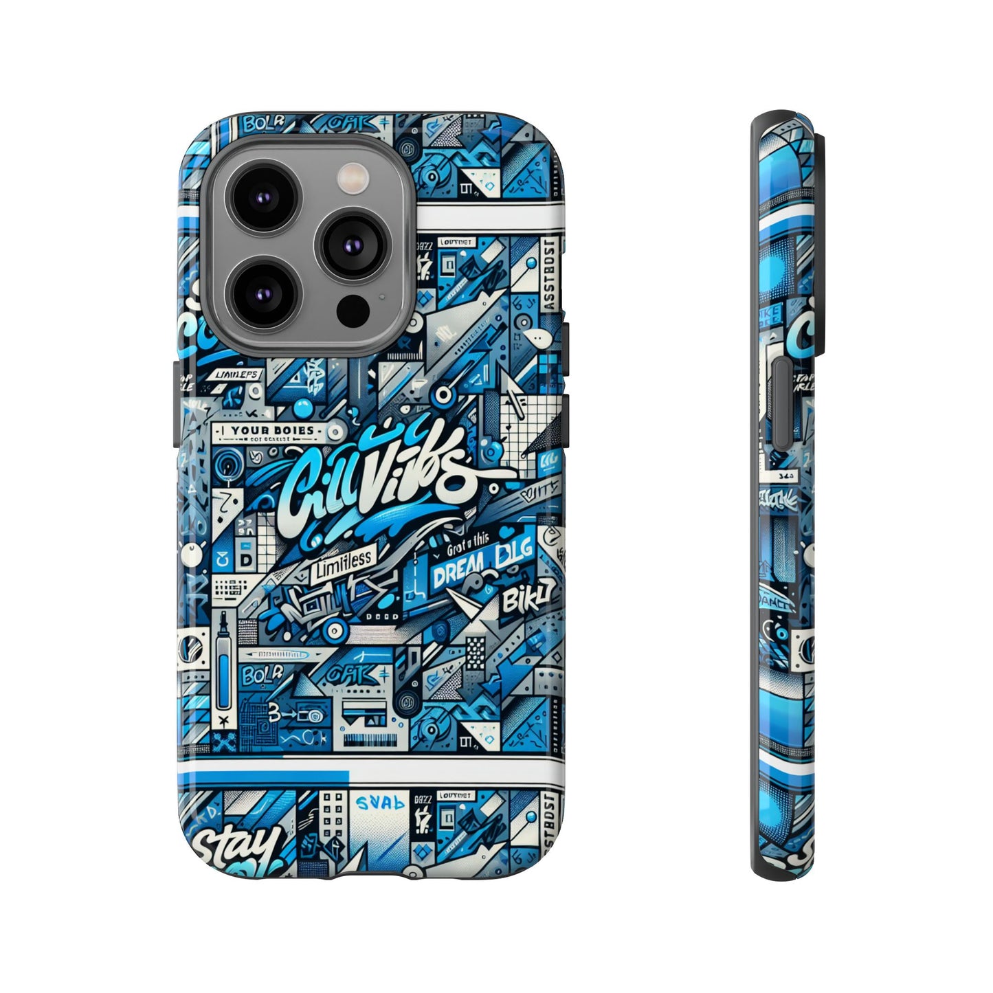 vibrant 3d wrap protective phone case in retro blue aesthetic for stylish protection compatible with iphone 13, 14, 15 & 16 – all models including pro, pro max & plus