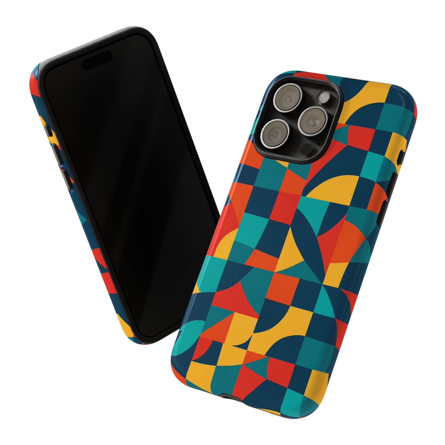 vibrant multicolour geometric 3d wrap phone case for stylish protection and unique expression compatible with iphone 13, 14, 15 & 16 – all models including pro, pro max & plus