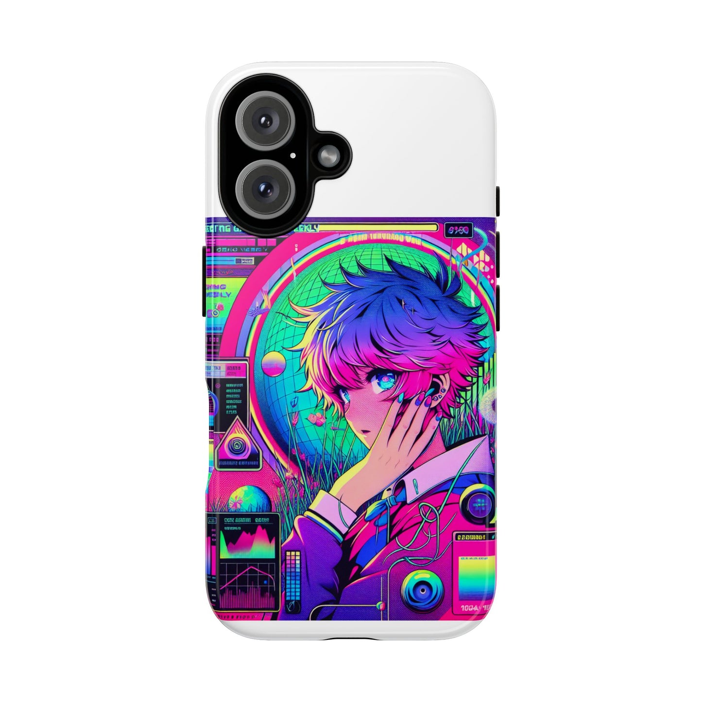 touching grass weekly vibrant protective phone case for smartphones, retro anime design, shock absorbent tpu, uv protected, unique gift for tech enthusiasts