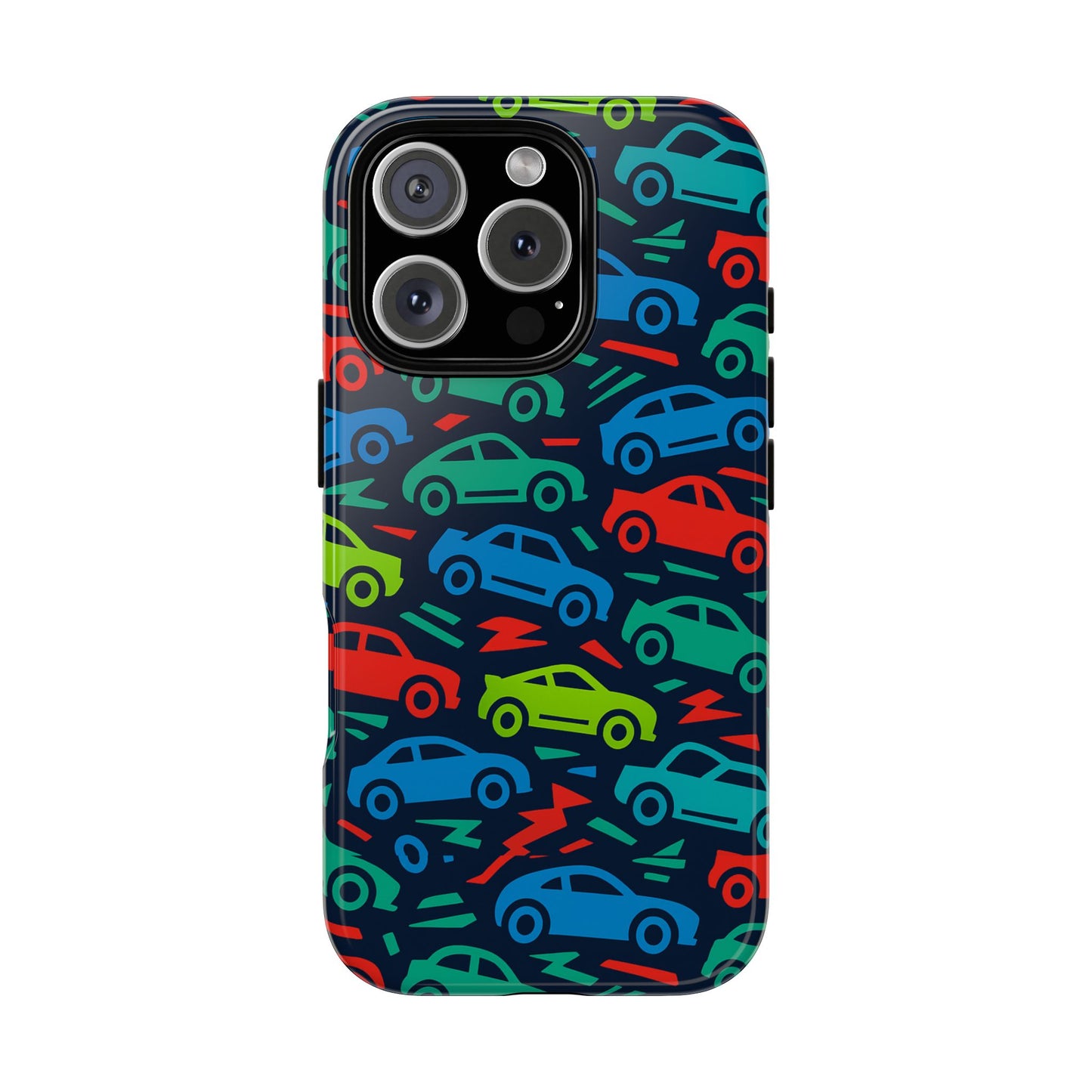 vibrant retro automotive design protective phone case for kids and adults – colourful 3d wrap style – stylish protection compatible with iphone 13, 14, 15 & 16 – all models including pro, pro max & plus