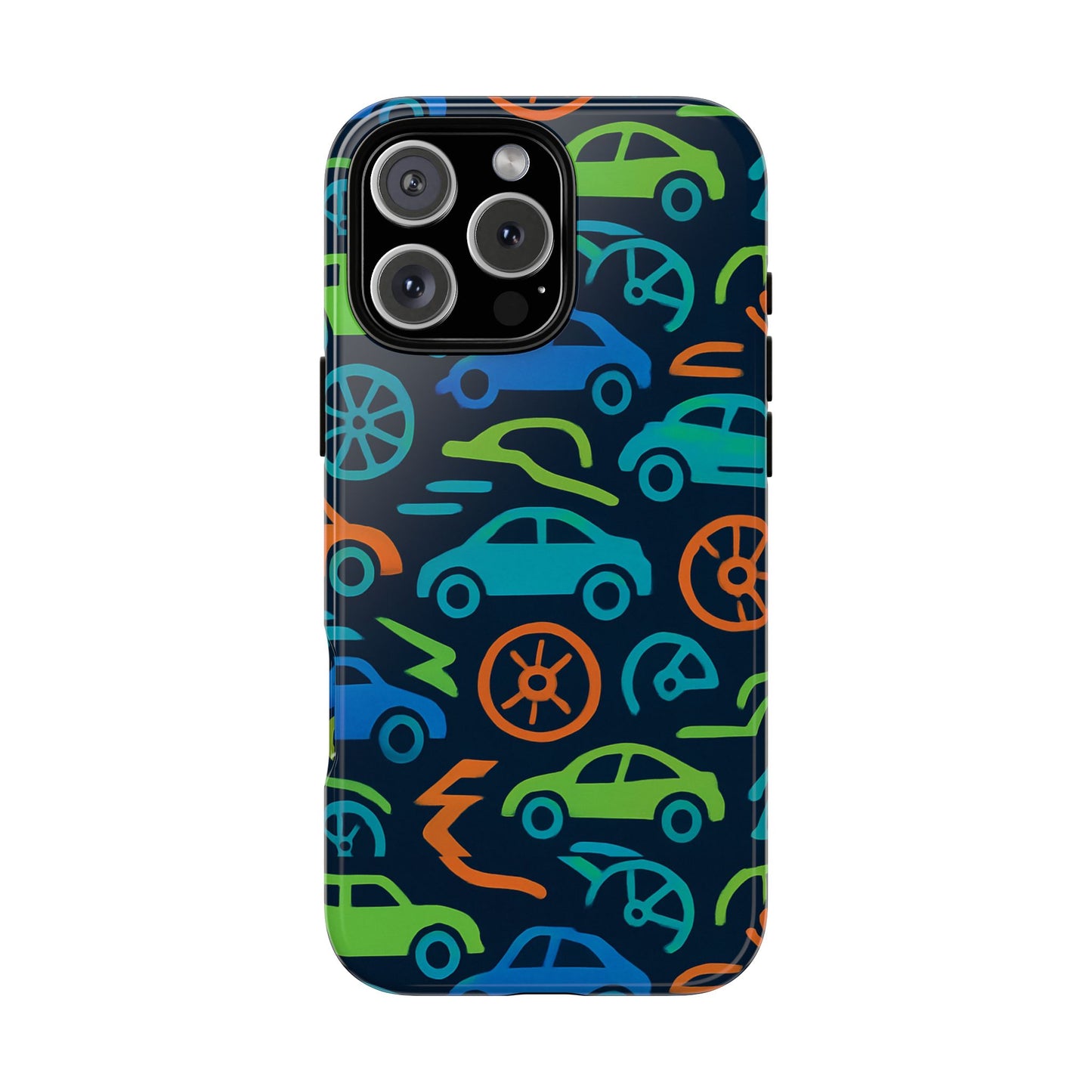 vibrant 3d car design protective phone case for kids and teens - playful multicolour style - stylish protection for everyday use - compatible with iphone 13, 14, 15 & 16 – all models including pro, pro max & plus