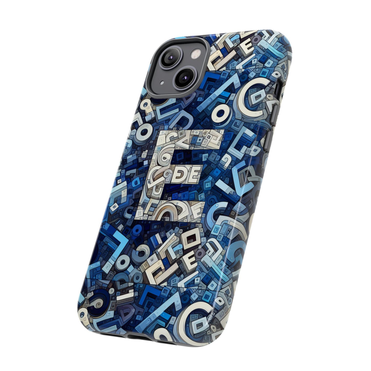 blue alphabet e phone case with 3d wrap design for stylish protection and personalised tech accessory for men and women