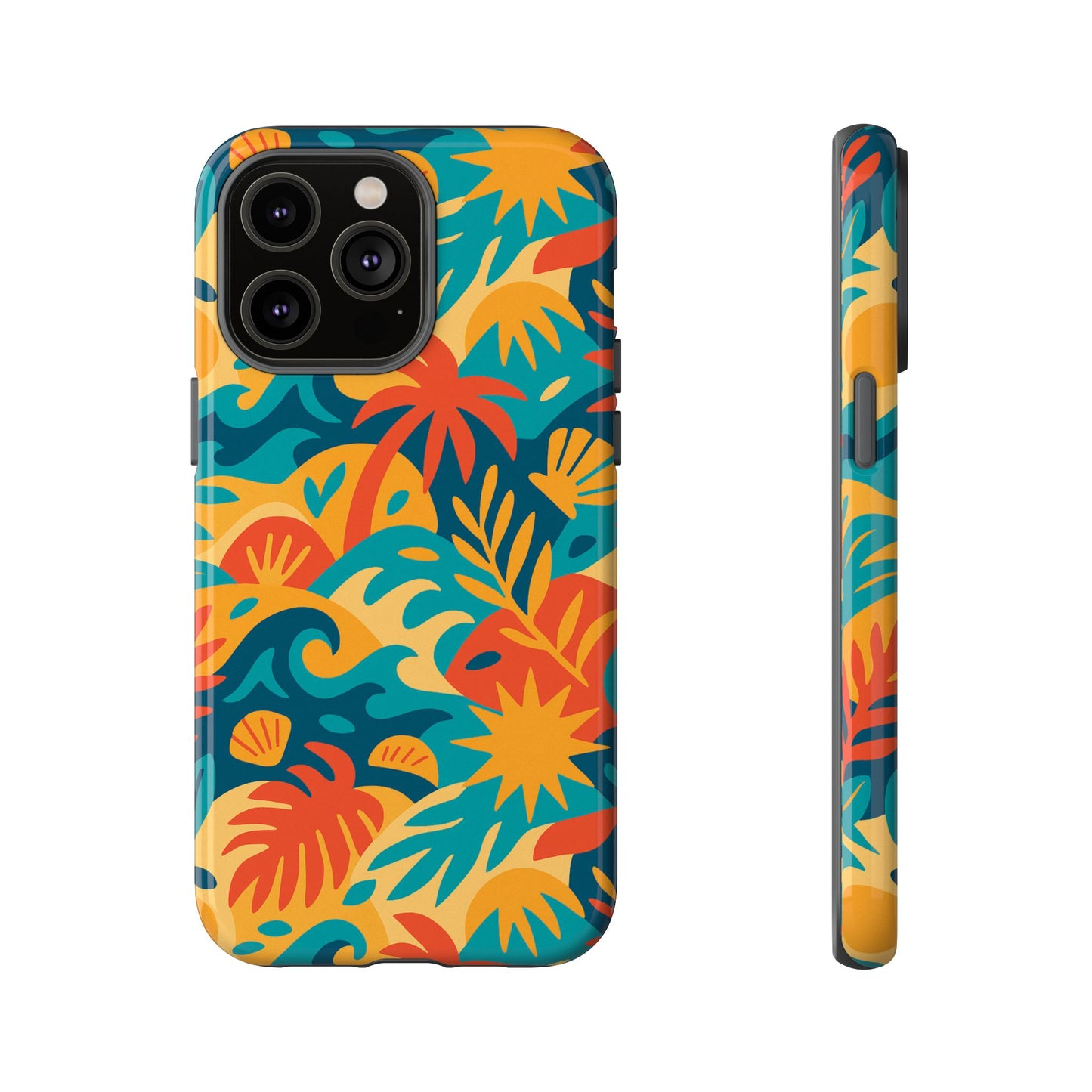 vibrant tropical phone case for stylish protection with 3d wrap design – unisex fashion accessory compatible with iphone 13, 14, 15 & 16 – all models including pro, pro max & plus