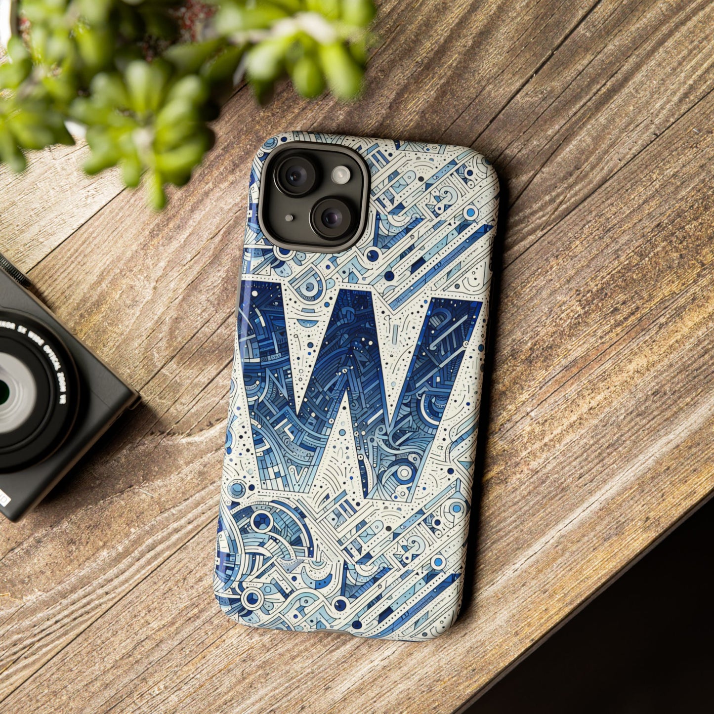 blue alphabet w phone case for smartphones - vibrant 3d wrap design with shock absorption and uv protection, suitable for fans of anime, comics, and unique accessories
