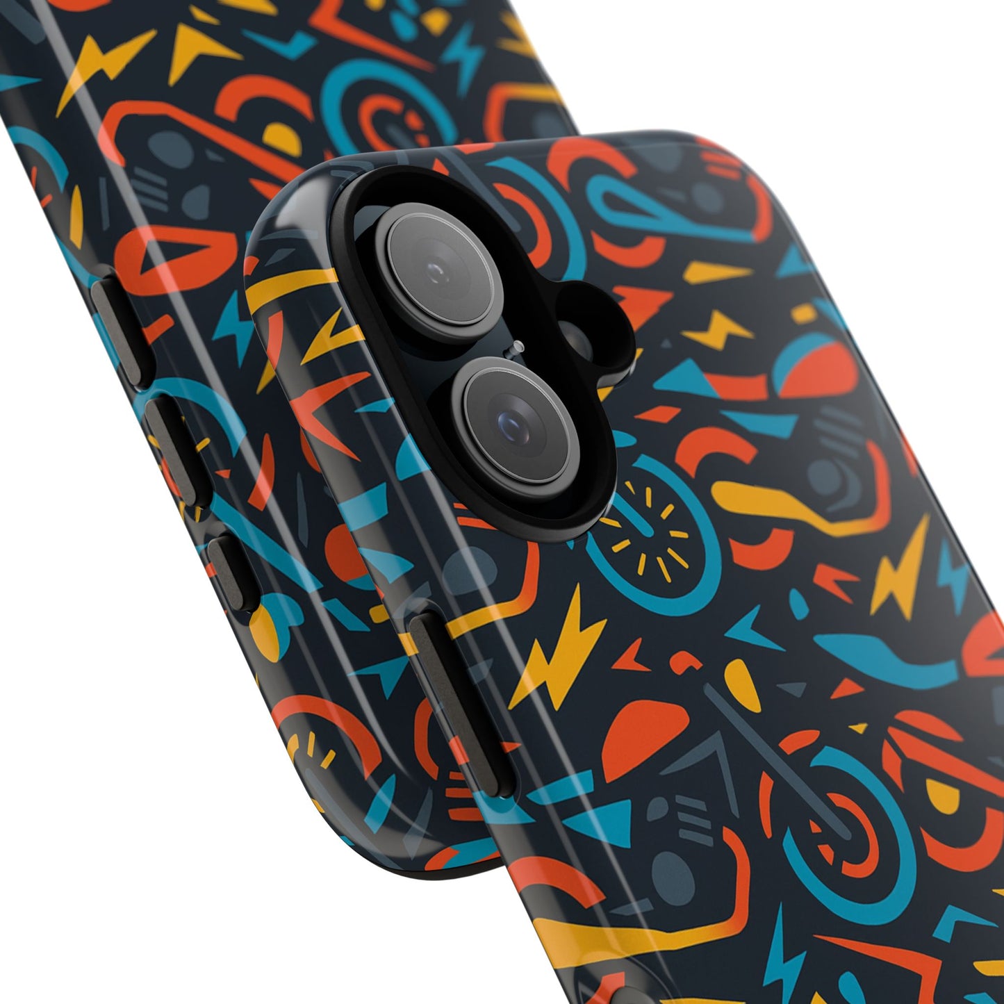 multicolour 3d wrap phone case with fun motorcycle design, stylish protective accessory for men and women, compatible with iphone 13, 14, 15 & 16 – all models including pro, pro max & plus