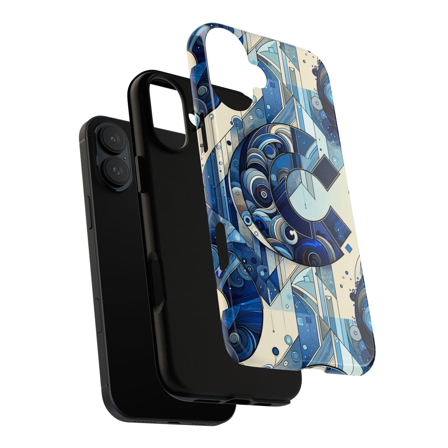 blue alphabet c phone case for smartphone protection with 3d wrap design, shock absorption, uv protection, durable silicone material, suitable for tech enthusiasts and individuality seekers